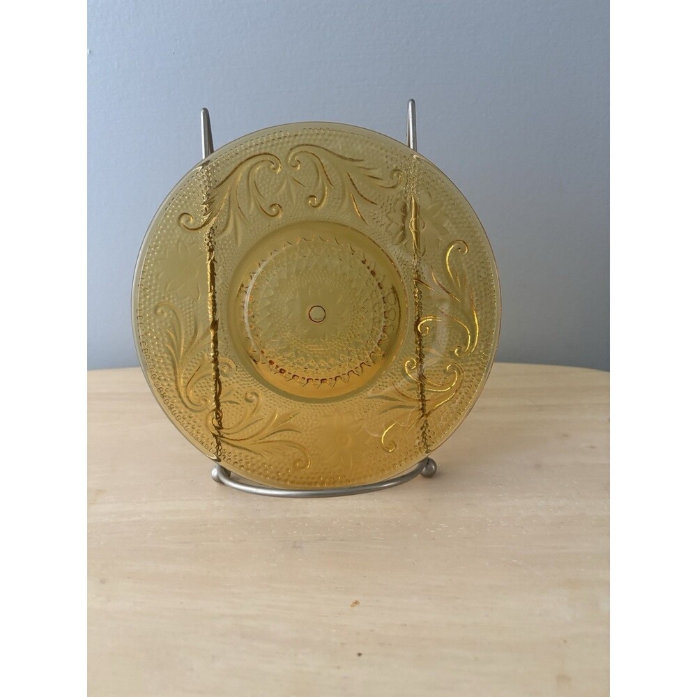 Vintage Amber Tiara Indiana Glass Sandwich 6" Saucer Plates Set Of 4 Dessert - Picture 2 of 5